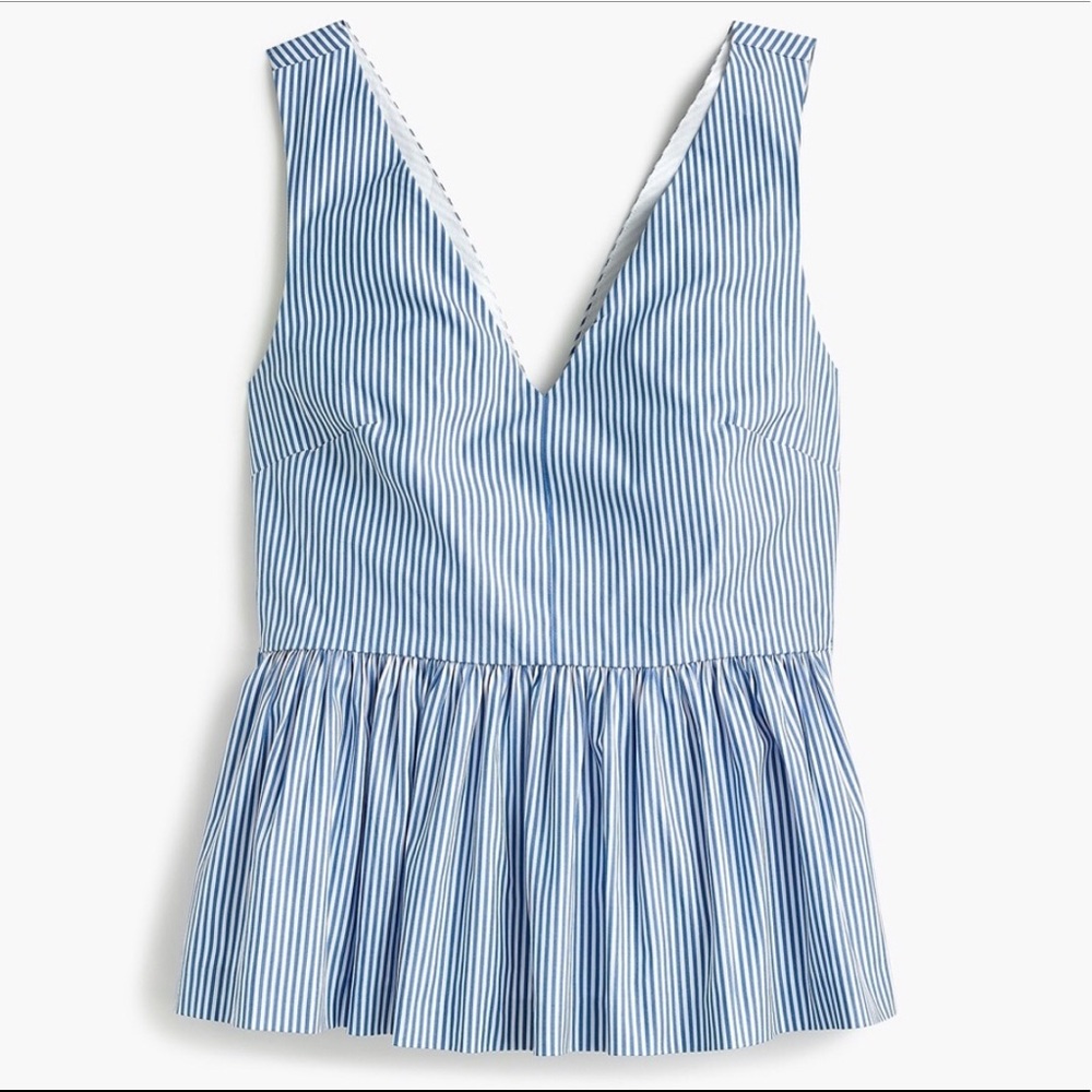 J. Crew Blue & White Stripe Peplum Top Size 0